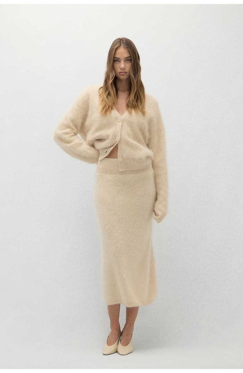 NAKED CASHMERE Francesca Brushed Cashmere Midi Skirt, Main, color, Barley