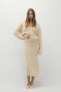 NAKED CASHMERE Francesca Brushed Cashmere Midi Skirt