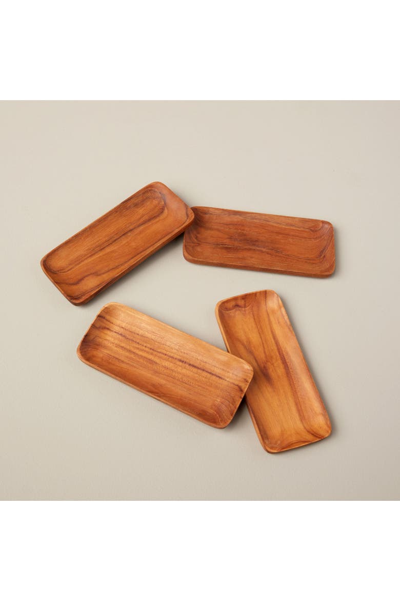 Teak Trays - Set of 4, Alternate, color, Brown