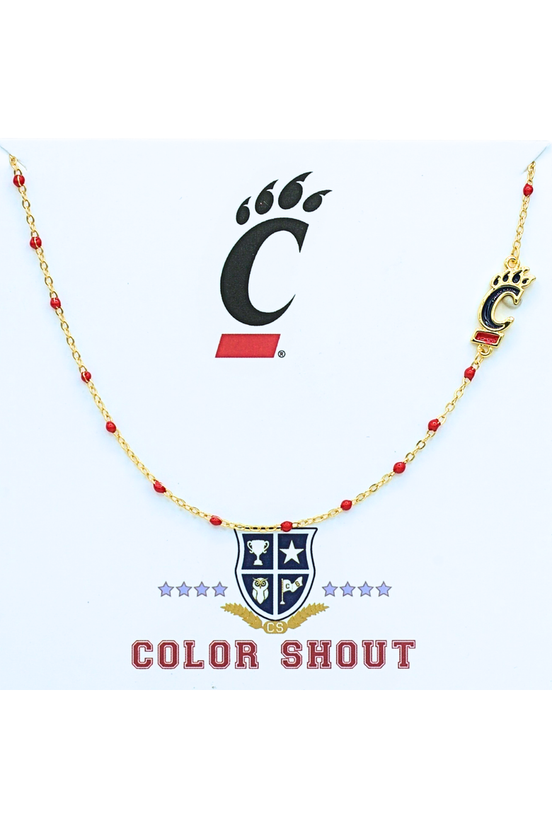 University of Cincinatti Side Necklace, Main, color, Yellow Gold