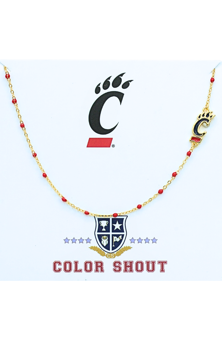 Color Shout University of Cincinatti Side Necklace, Main, color, Yellow Gold