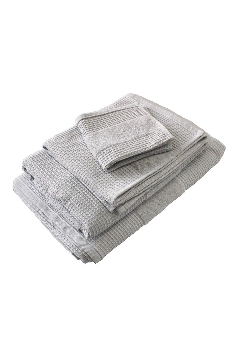 Waffle Terry 6-Piece Towel Set, Main, color, PEBBLE GREY