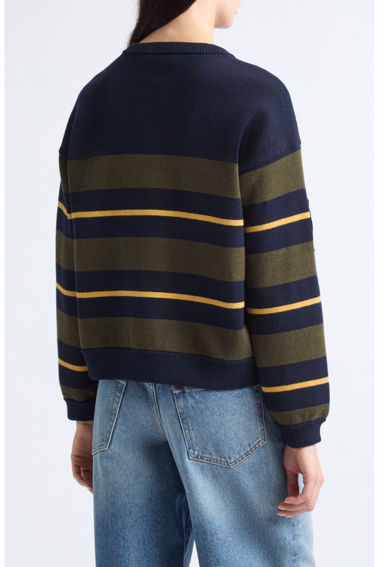 Mina Stripe Novelty Cotton & Cashmere Sweater, Alternate, color, GREEN