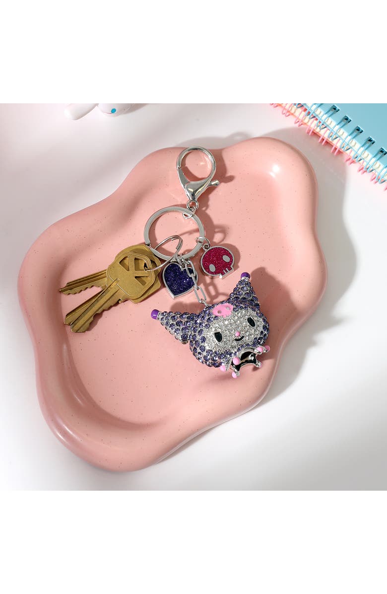 Hello Kitty Kuromi Crystal Cluster Pavé Bag Charm Keychain, Alternate, color, Crystal Clear
