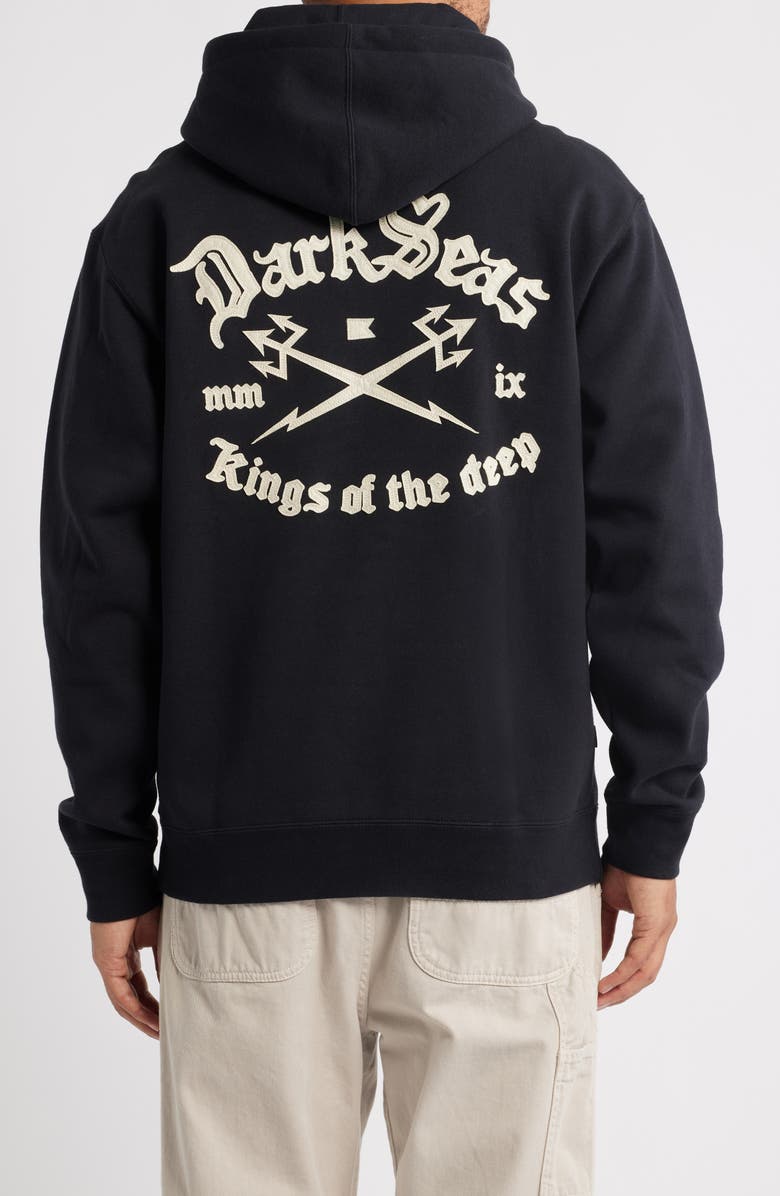 DARK SEAS Lance Embroidered Heavyweight Fleece Hoodie, Alternate, color, Black