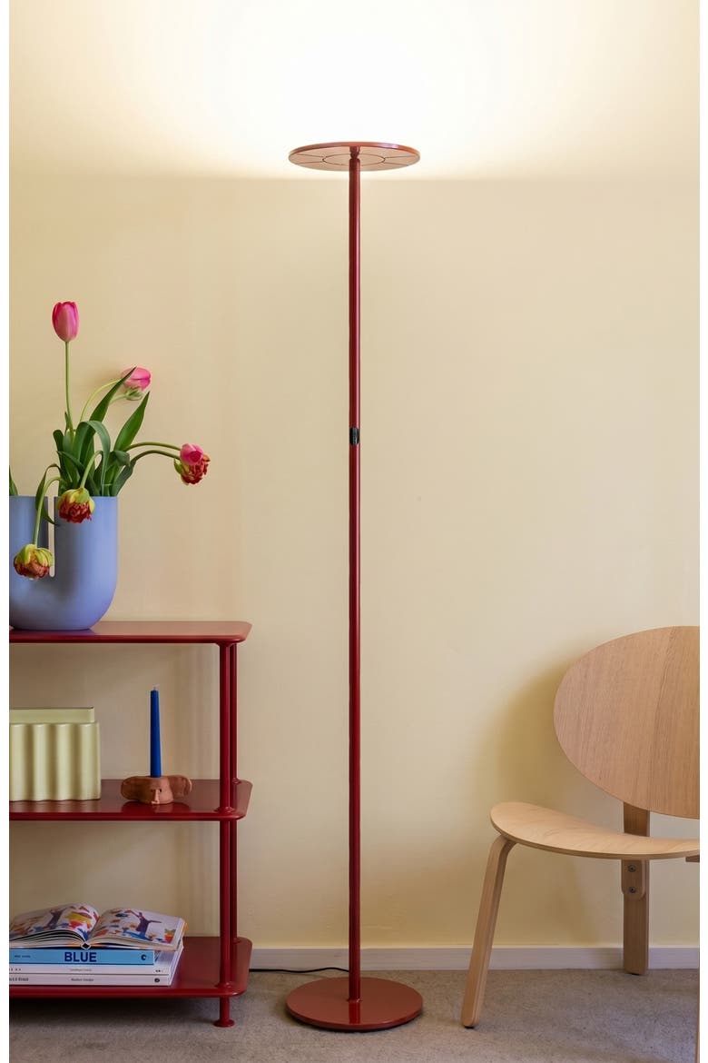 Sky 65" Modern LED Torchiere Floor Lamp with Adjustable Shade, Alternate, color, Red