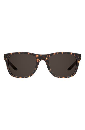 Under Armour 55mm Gradient Polarized Rectangular Sunglasses In Havana
