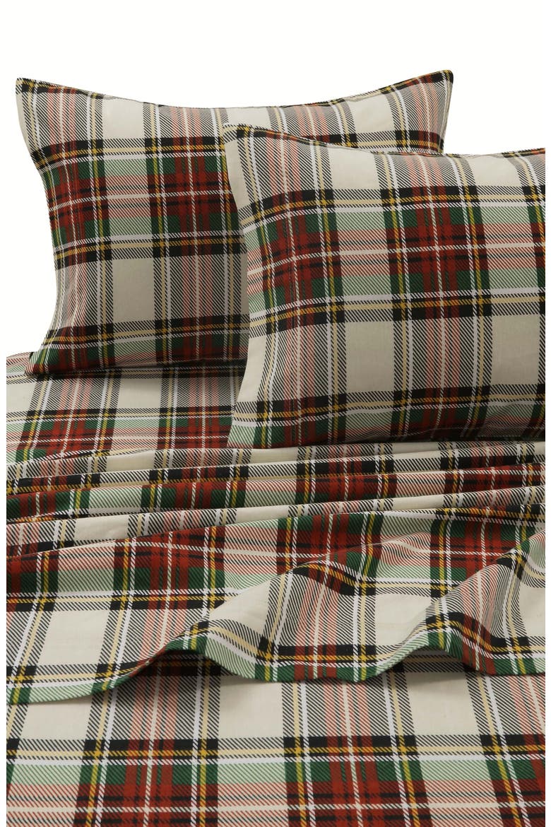 Charleston Cotton Flannel Sheet Set, Main, color, CREAM PLAID