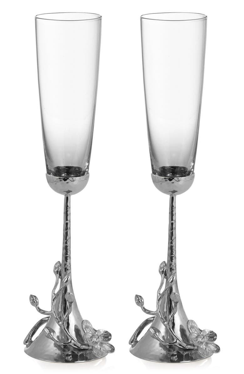Michael Aram White Orchid Set of 2 Toasting Flutes, Main, color,