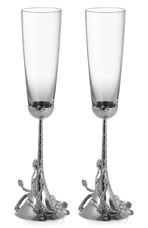 White Orchid Set of 2 Toasting Flutes