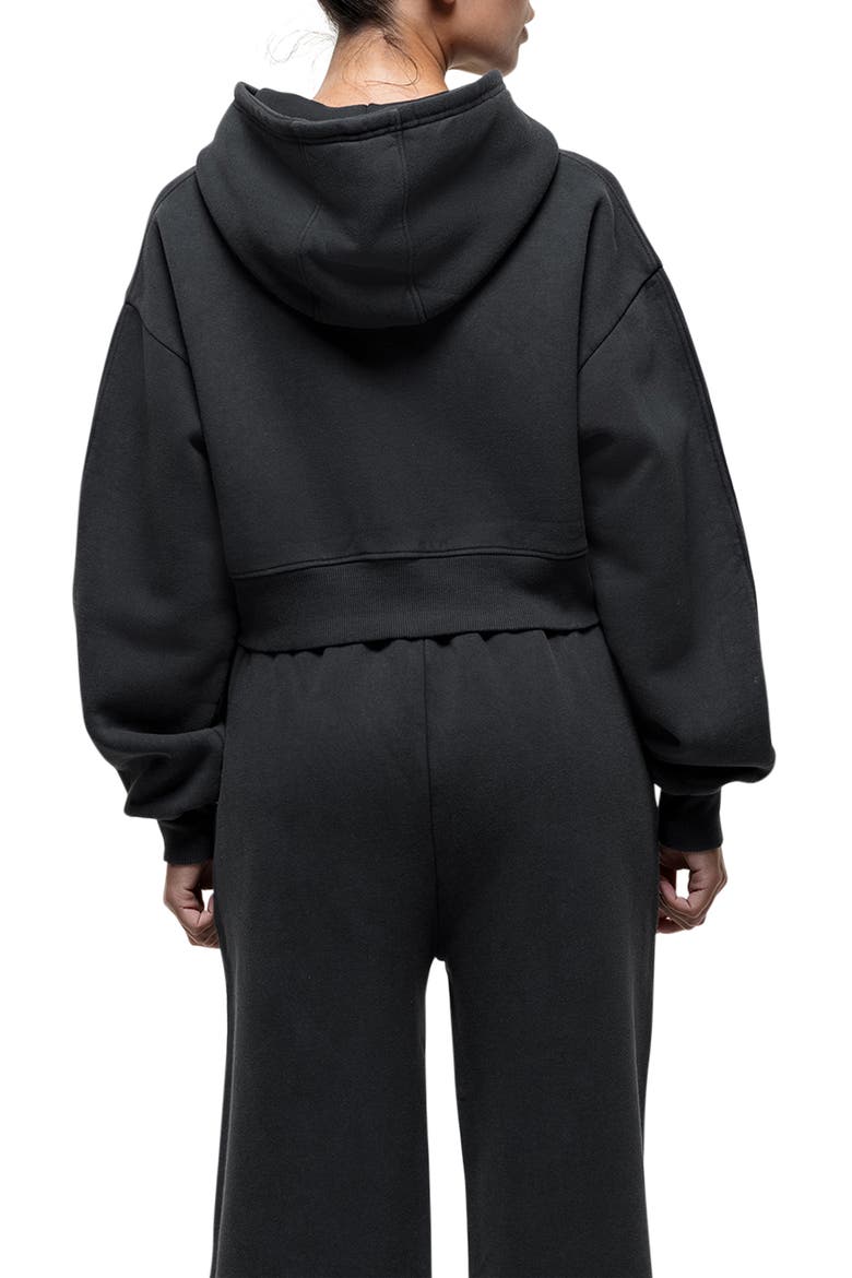 Vintage Black Crop Zip Hoodie, Alternate, color, Black