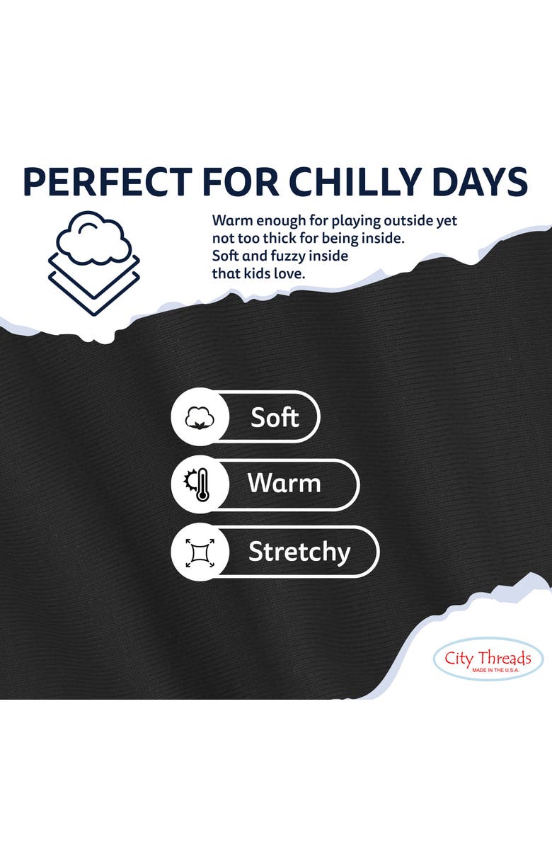 CITY THREADS Girls Soft Fleece Stretch Leggings, Alternate, color, Black