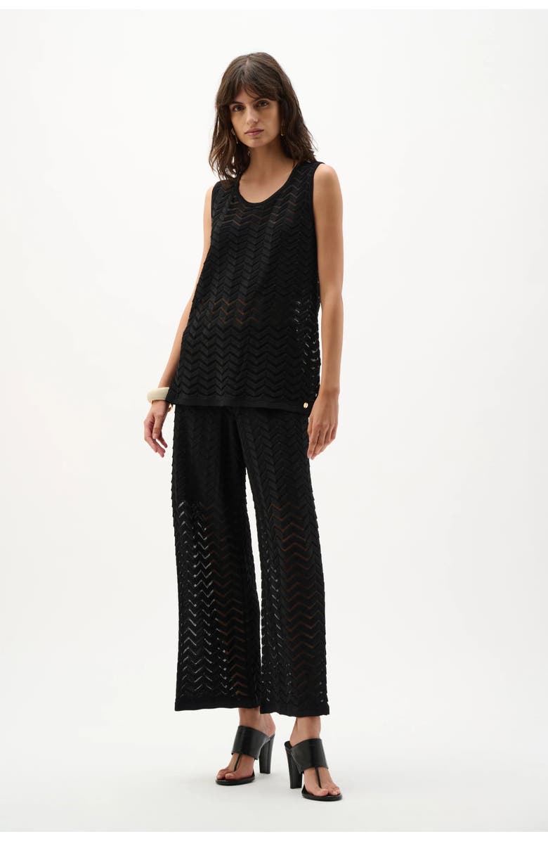 JOSEPH RIBKOFF Viscose Jacquard Knit Chevron Stitch Culotte Pants, Alternate, color, Black