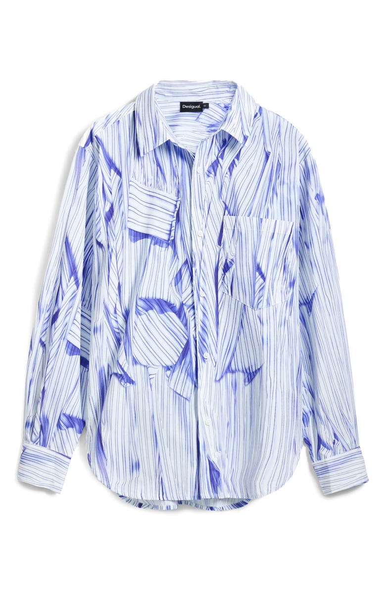 Desigual Marble Print Long Sleeve Woven Shirt, Alternate, color, 