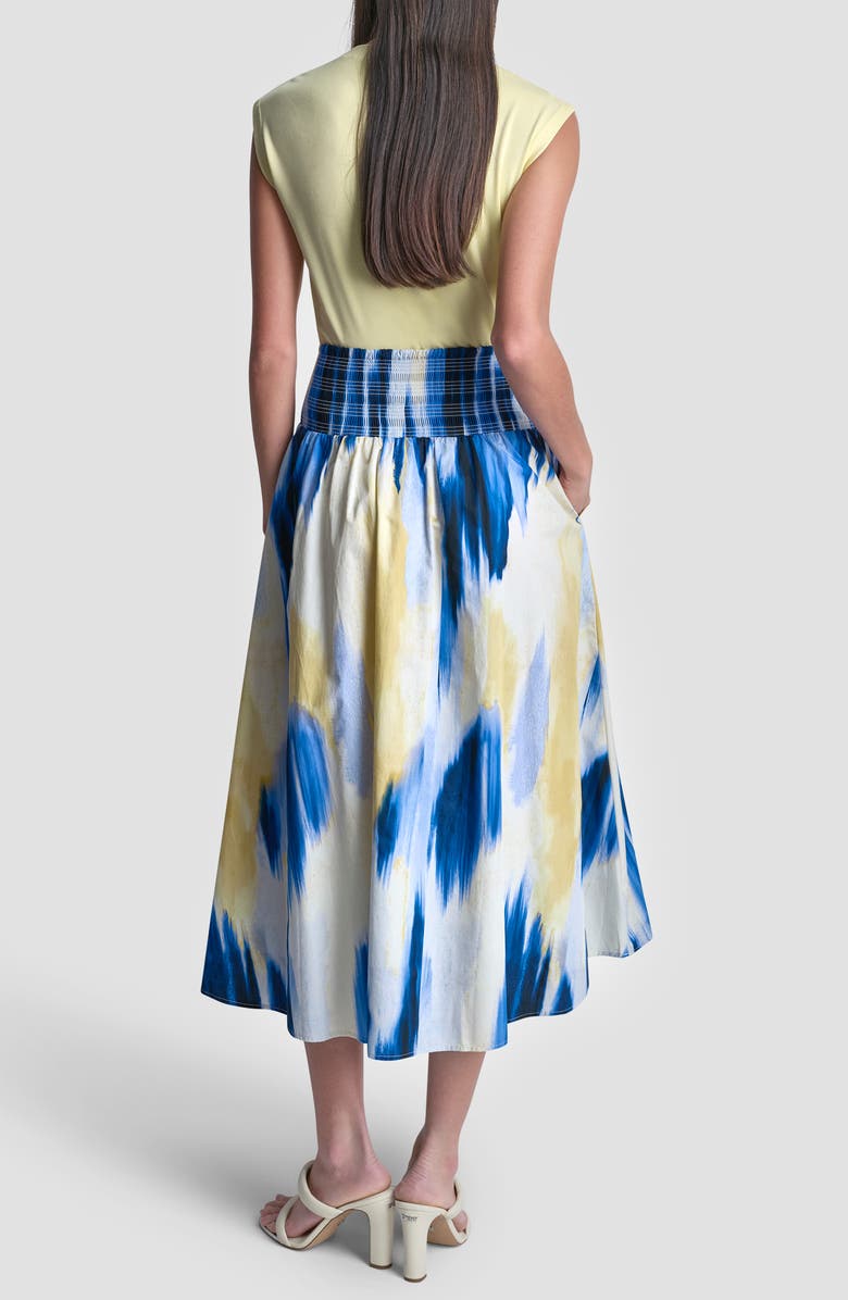 DKNY Abstract Print Poplin Midi Skirt, Alternate, color, Sunlit Shoreline