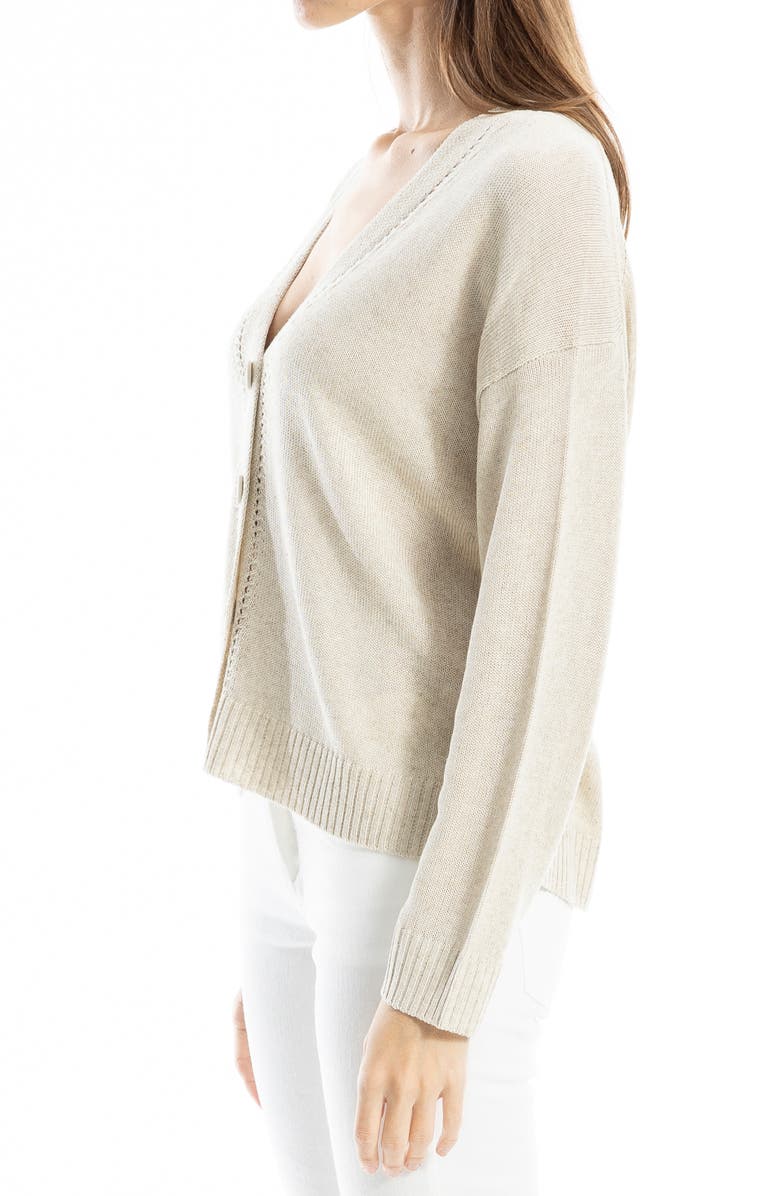 MAX STUDIO Pointelle Detail Cardigan, Alternate, color, Oyster