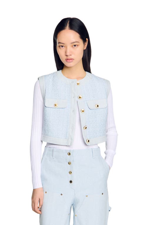 Sandro Ribbed Sweater With Tunisian Collar In White