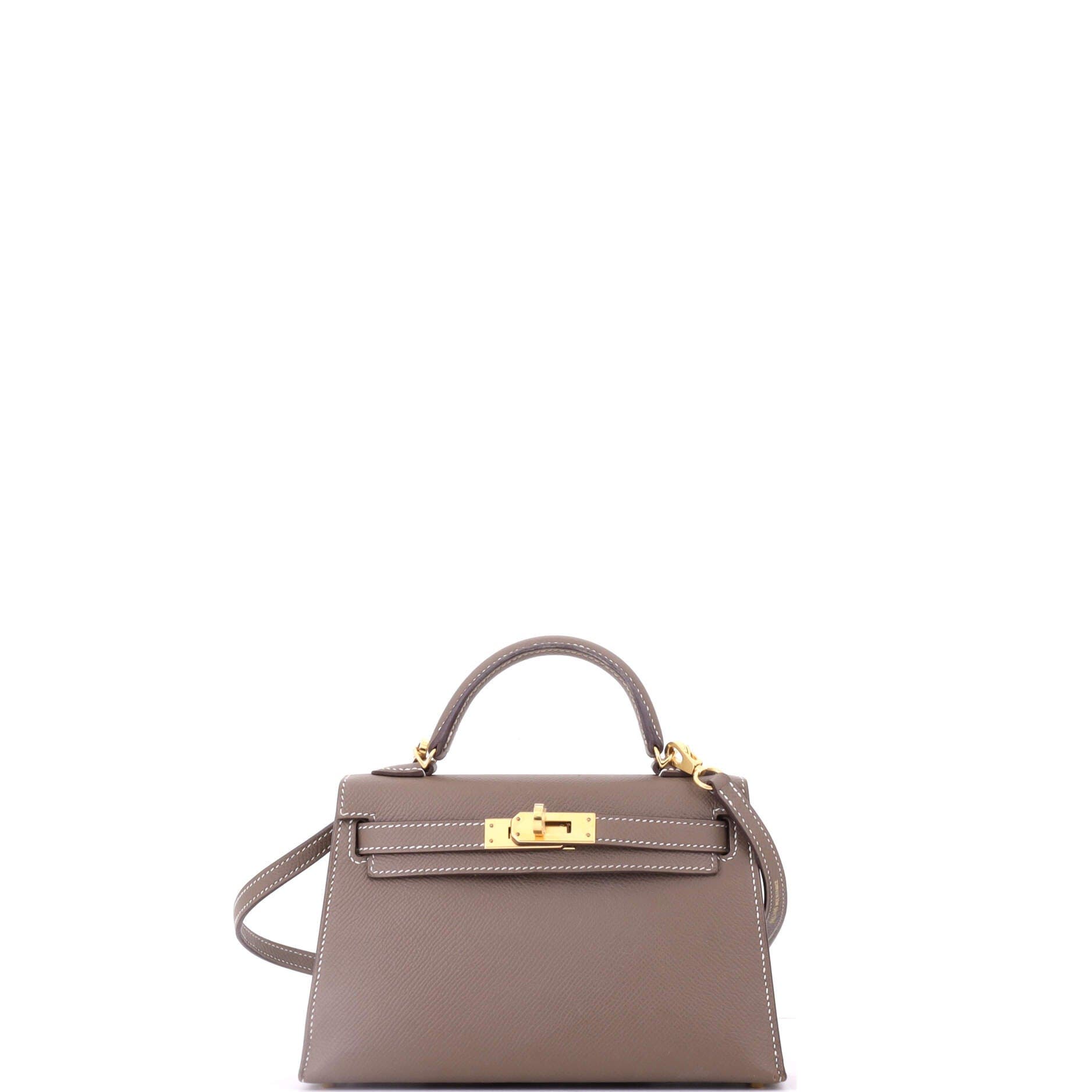 Pre-Owned Hermes Kelly Mini II Bag Grey Epsom with Gold Hardware 20, Main, color, Etoupe