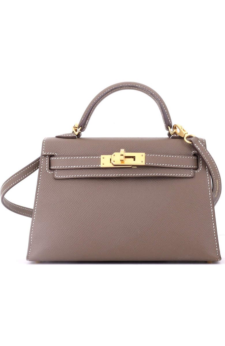 Pre-Owned Hermes Kelly Mini II Bag Grey Epsom with Gold Hardware 20, Main, color, Etoupe