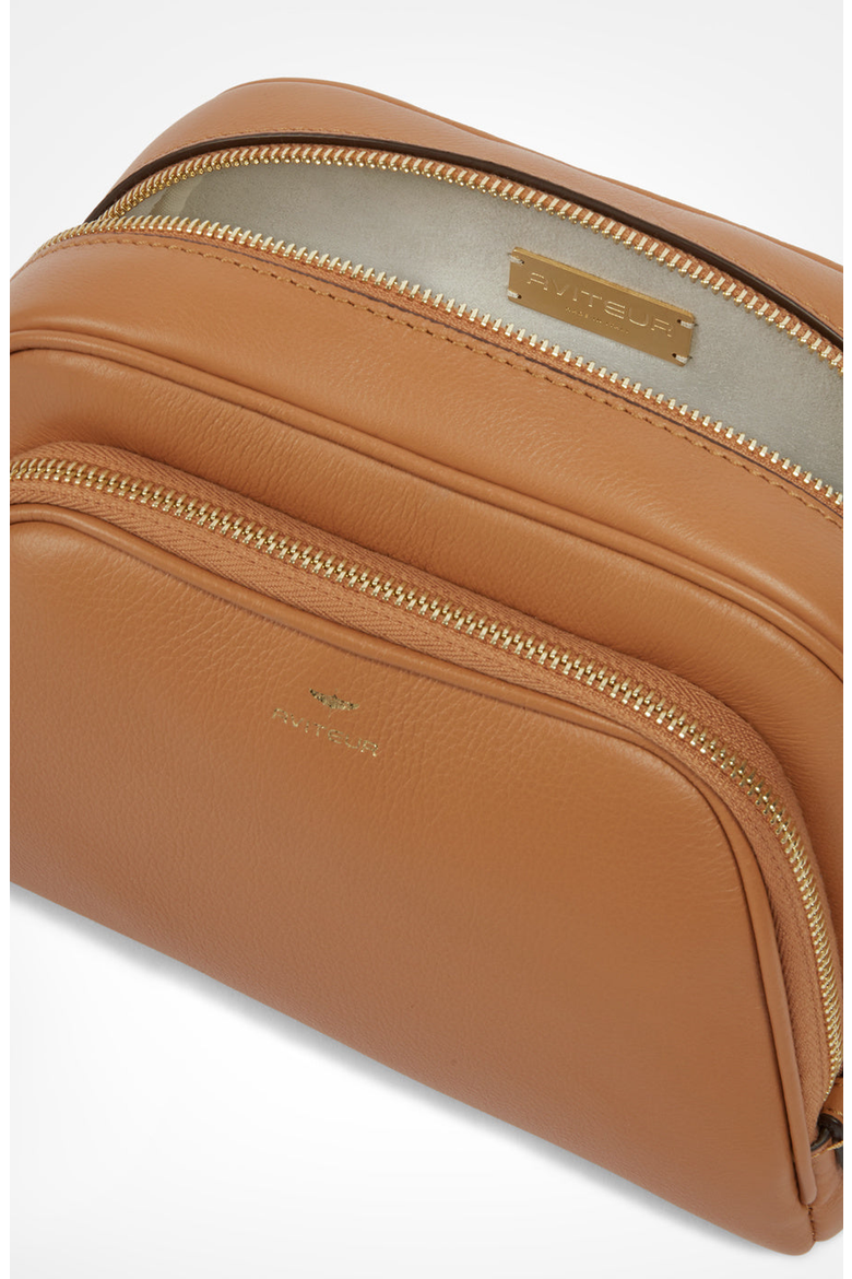 Necessaire Calfskin Zipped Toiletry Bag, Alternate, color, Walnut