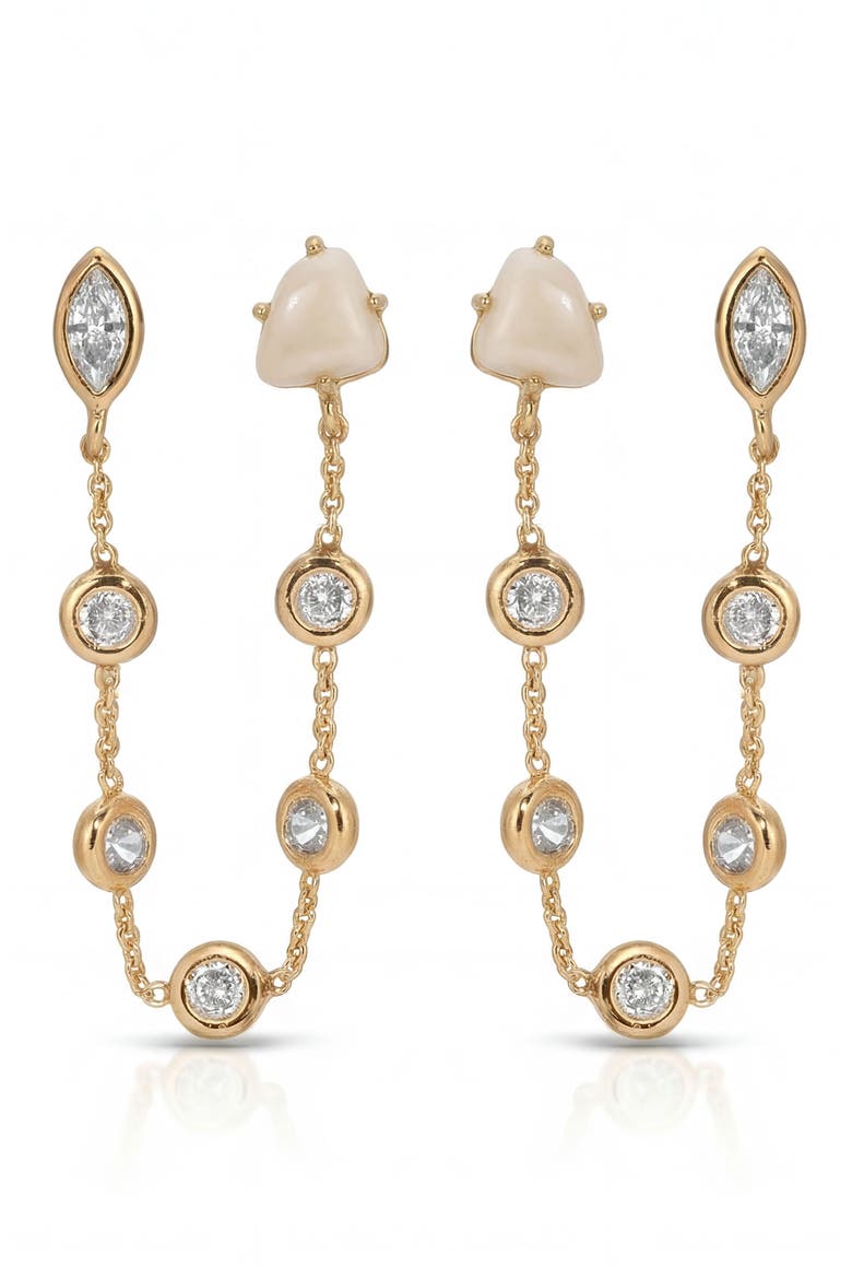 Light Double Piercing Earrings, Alternate, color, BONE
