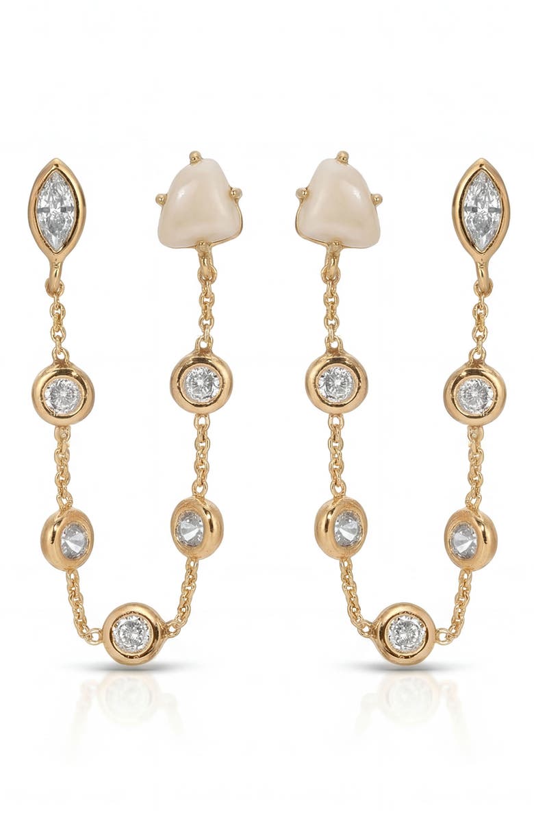 Ettika Light Double Piercing Earrings, Alternate, color, Bone