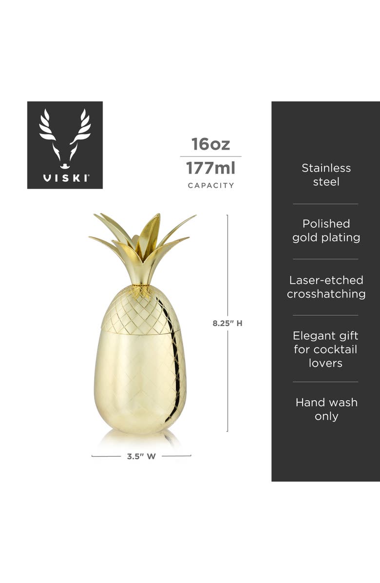 Viski Pacific Pineapple Tumbler, Alternate, color, Gold
