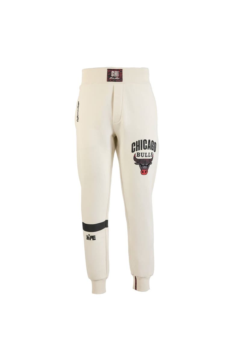 Two Hype Men's NBA x Two Hype Cream Chicago Bulls Culture & Hoops Collection Premium Jogger Pants, Alternate, color, Cream
