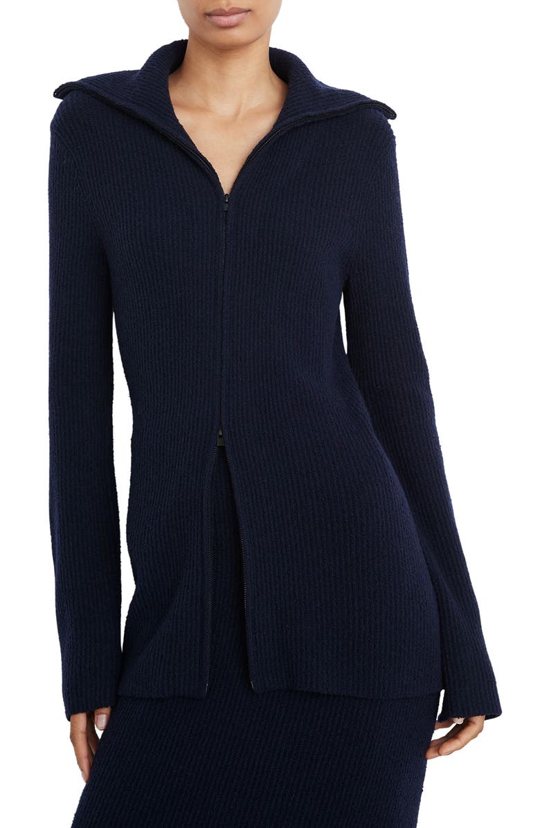 Vince Crimped Collar Cardigan, Main, color, Navy