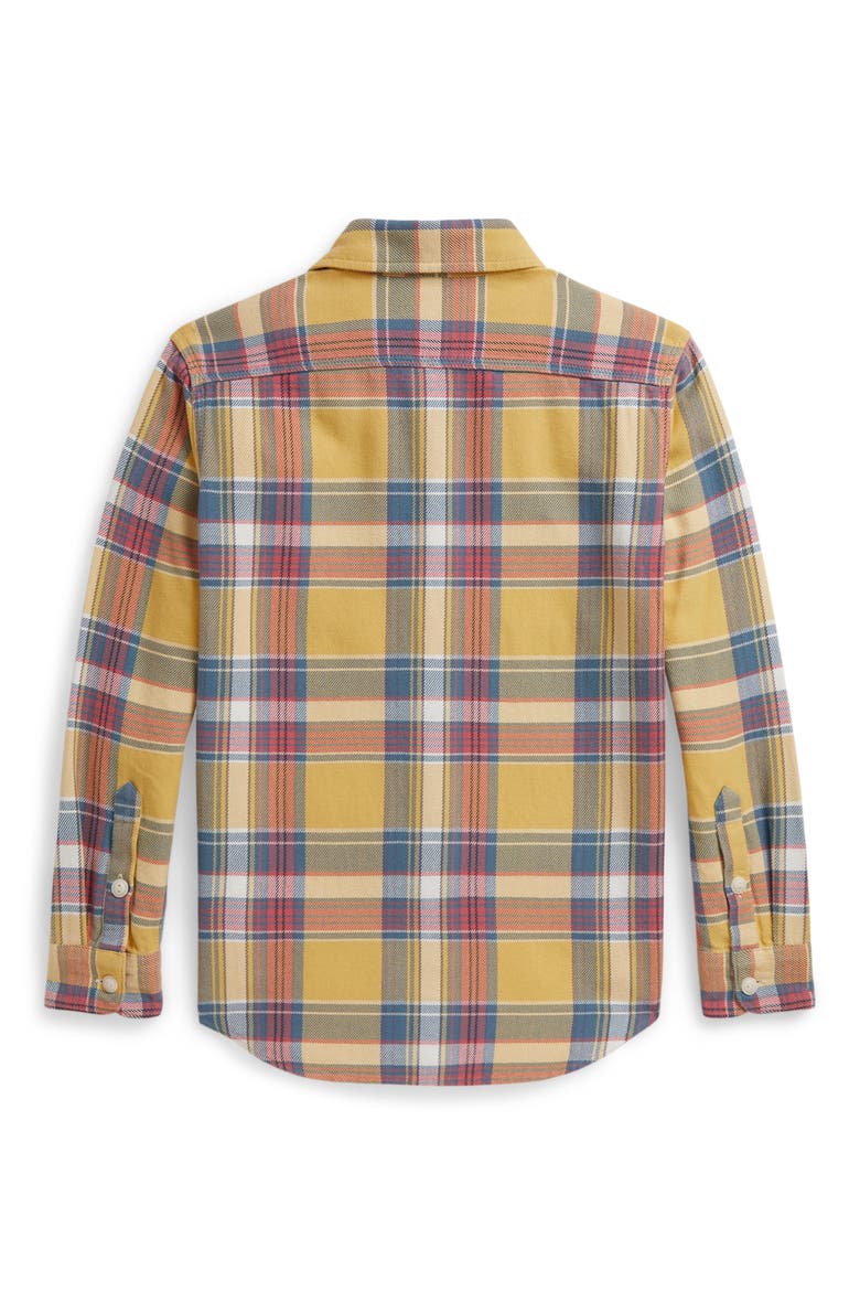 Kids' Plaid Long Sleeve Cotton Flannel Shirt, Alternate, color, DUSTY BLUE RED MULTI