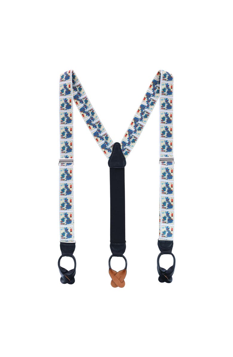 Trafalgar UK Stamps Silk Button End Suspenders, Alternate, color, 