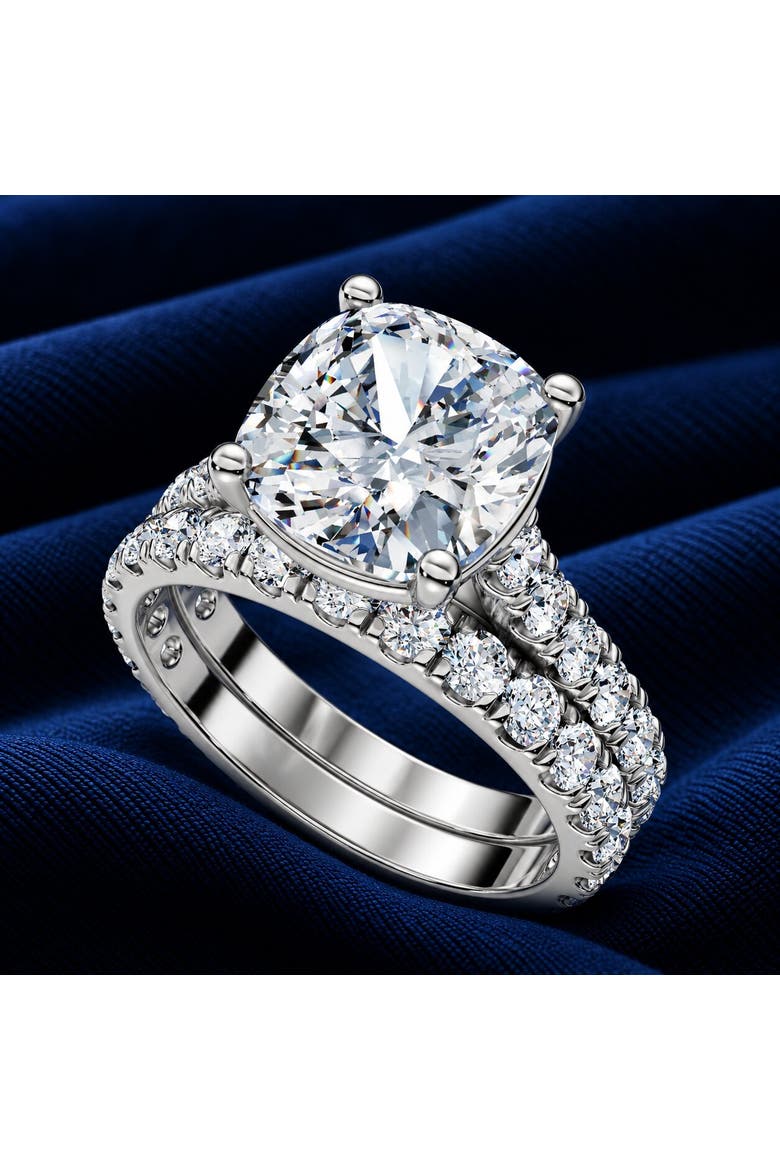 Certified 4Ct Cushion Diamond Engagement Wedding Ring Set 14k Gold/PT Lab Grown, Alternate, color, 14k White Gold
