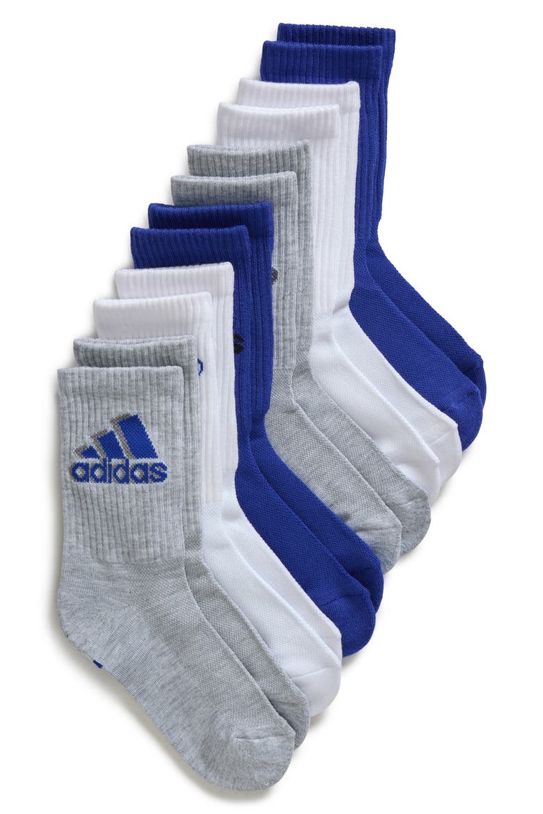 Kids' Cushioned 2.0 6-Pack Crew Socks, Main, color, MEDIUM BLUE