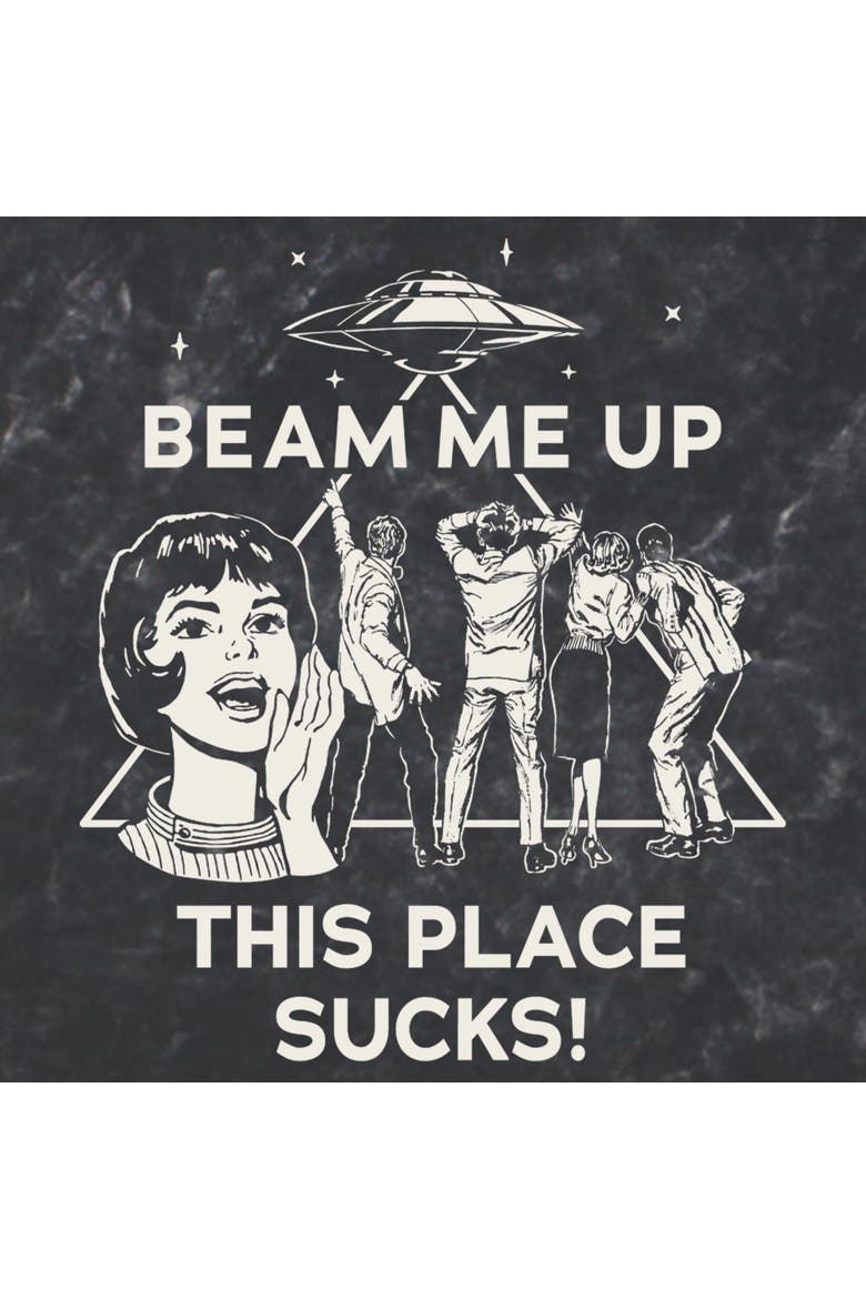 Mens Stranger Things Vintage This Place Sucks UFO T Shirt, Alternate, color, Black