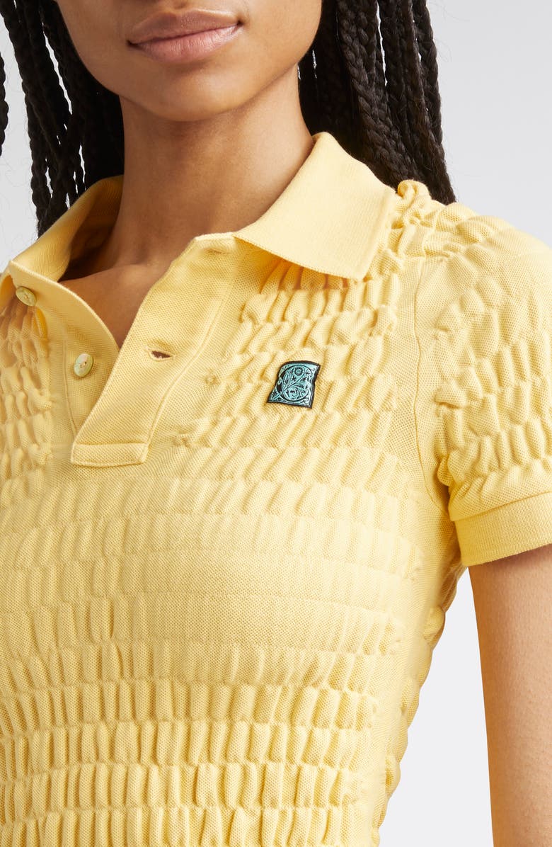 CONNER IVES Shirred Organic Cotton Piqué Bustle Polo, Alternate, color, Yellow
