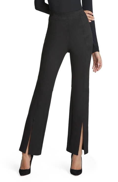 Front Slit Faux Suede Leggings
