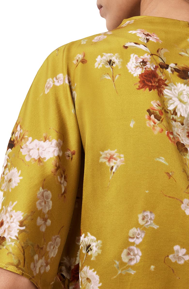 AllSaints Leslie Floral Side Ruched Top, Alternate, color, Armada Deep Yellow