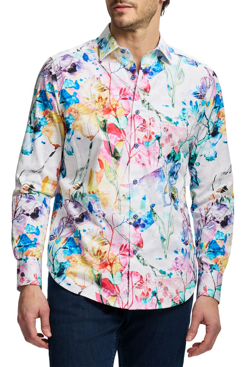 Cypremort Long Sleeve Cotton Button-Shirt, Main, color, WHITE MULTI