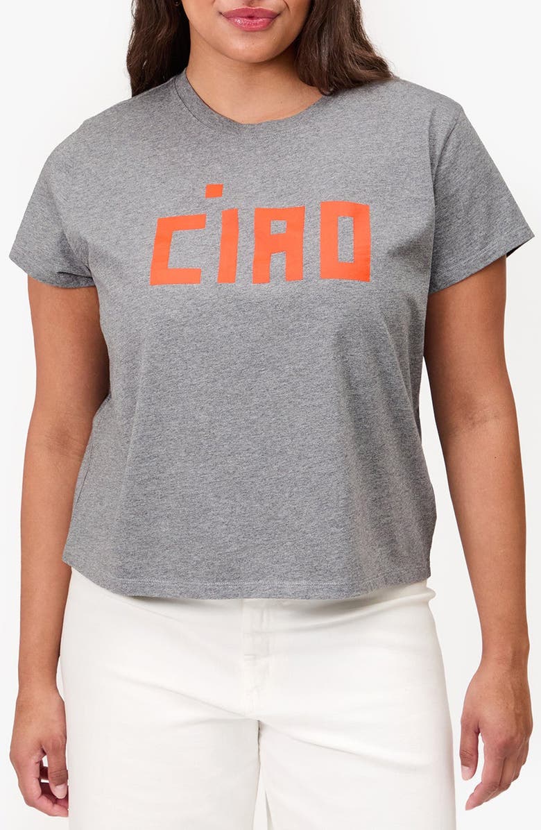 Clare V. Ciao Cotton Graphic T-Shirt, Main, color, Grey Melange