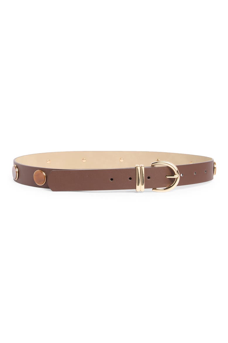 Dome Stud Faux Leather Belt, Main, color, CHOCOLATE
