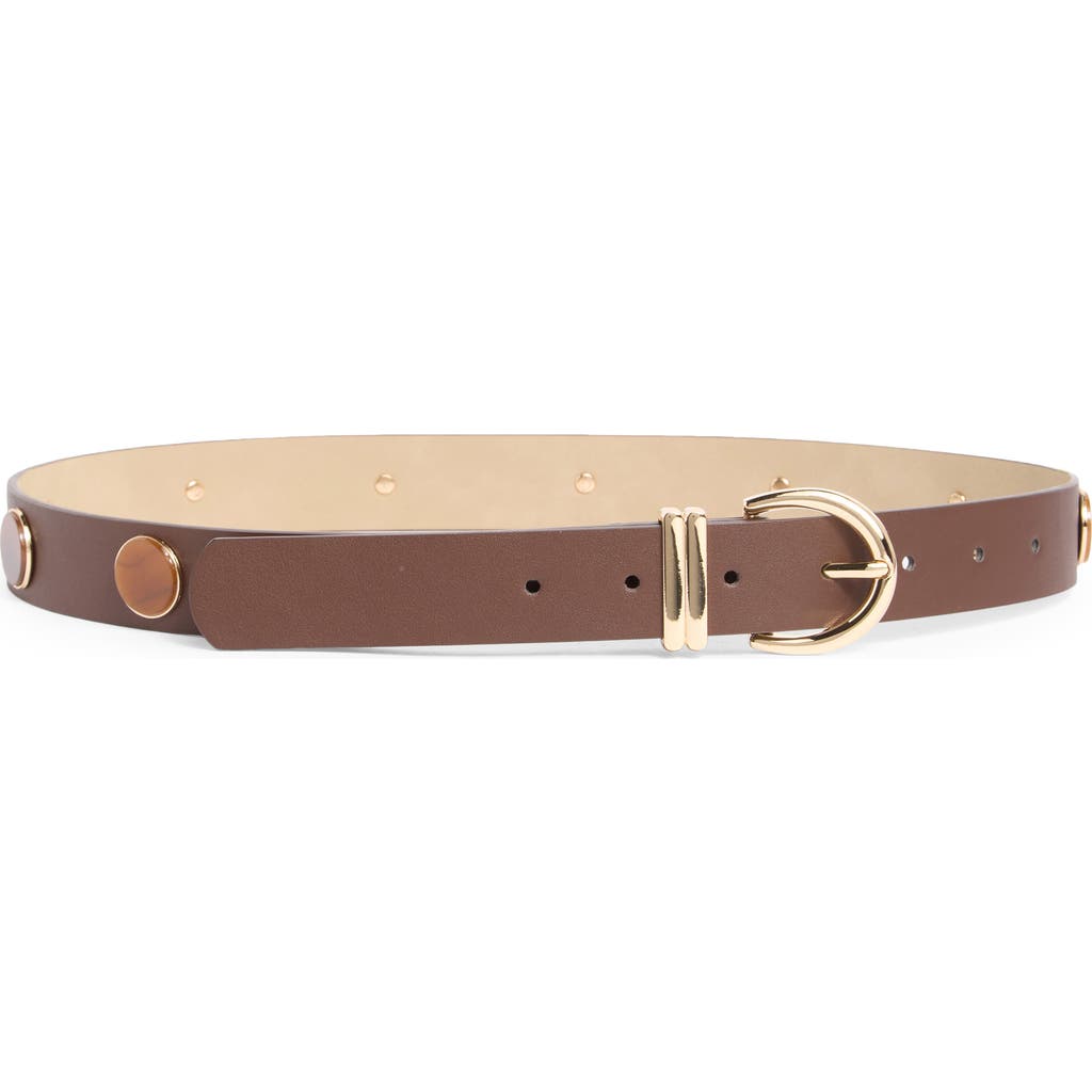 Steve Madden Dome Stud Faux Leather Belt in Chocolate at Nordstrom Rack, Size Medium