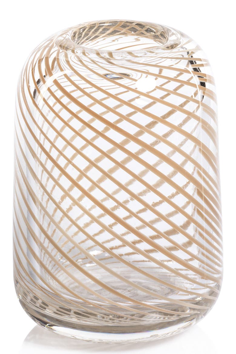 Chantilly Swirl Glass Bud Vase, Main, color, CLEAR/ BEIGE