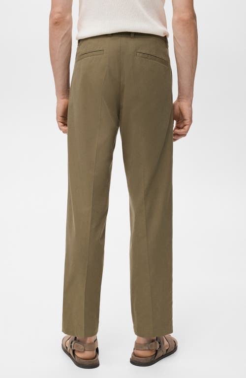 Mango Cotton Blend Straight Leg Pants In Green