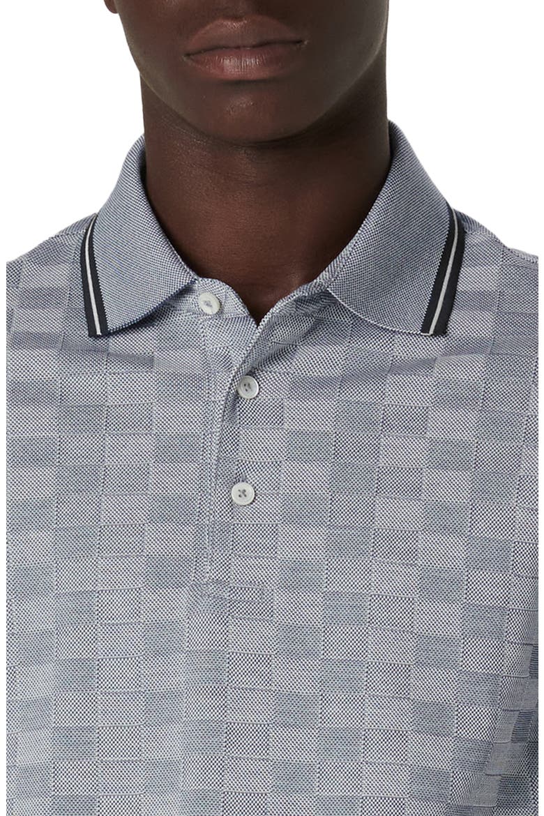 Checkerboard Pattern Piqué Polo, Alternate, color, ASPHALT
