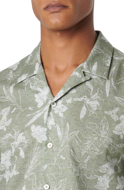 Bugatchi Men's Orson Floral Cotton & Linen Short-sleeve Shirt In Olive