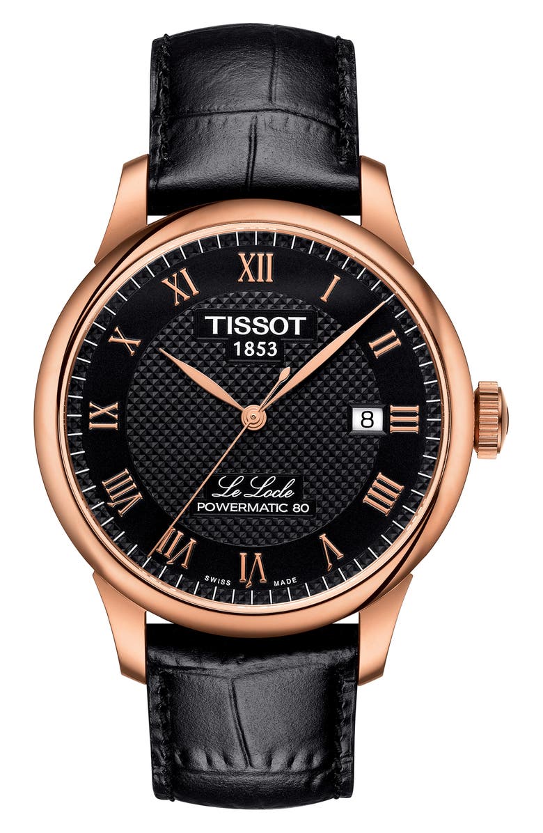Tissot Le Locle Leather Strap Watch, 39mm, Main, color,