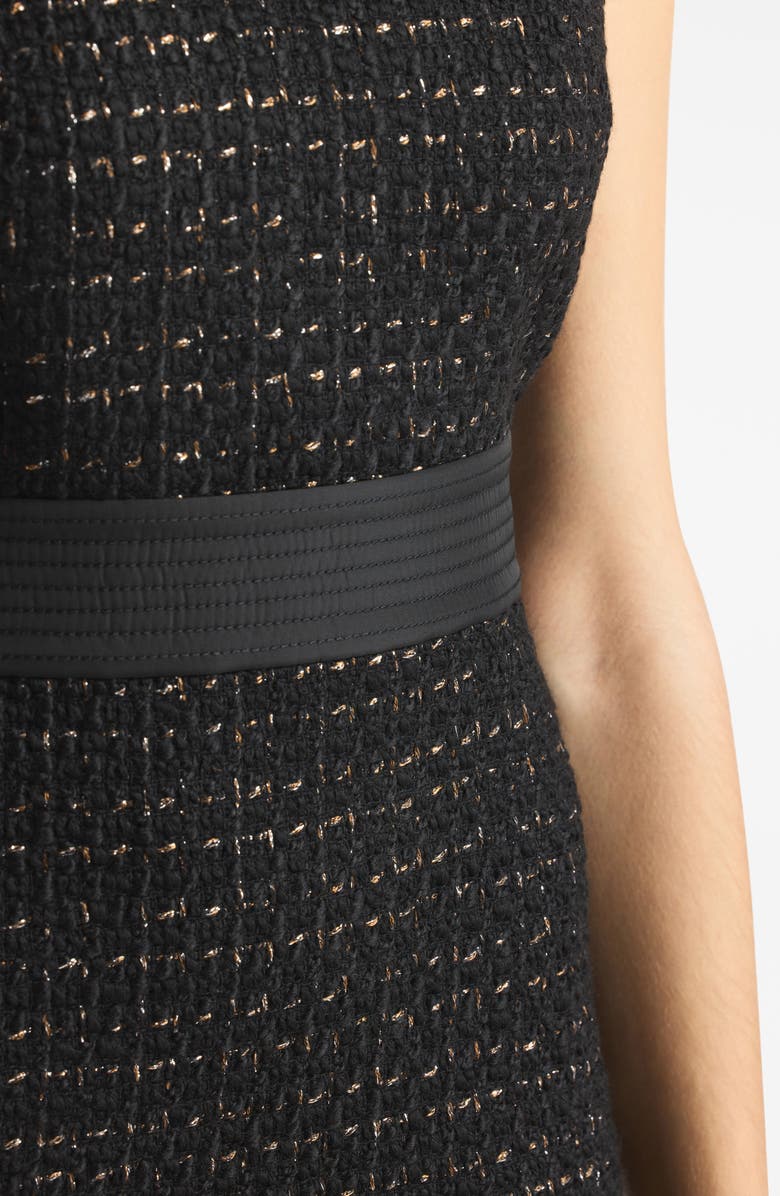 ST. JOHN Sleeveless Metallic Bouclette Tweed Sheath Dress, Alternate, color,