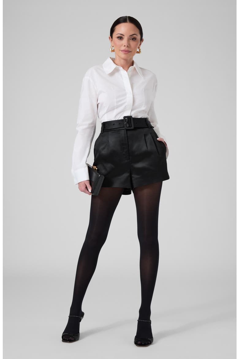 Maggie Satin High Waist Shorts, Alternate, color, JBLACK-BLACK