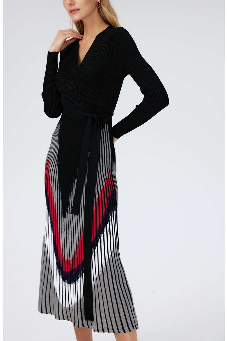 Reiko Long Sleeve Midi Sweater Dress, Alternate, color, FLOWY ZIGAZG