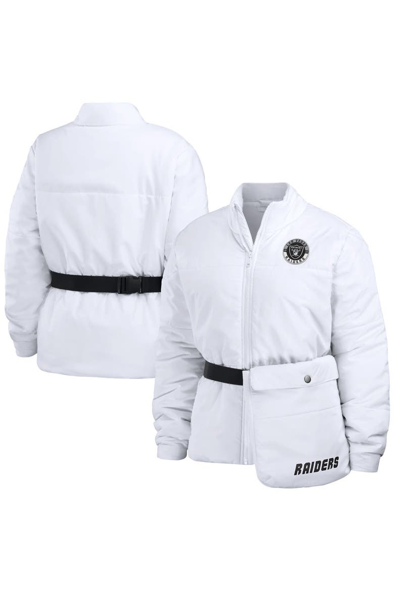 Women's WEAR by Erin Andrews  White Las Vegas Raiders Packaway Full-Zip Puffer Jacket, Main, color, White